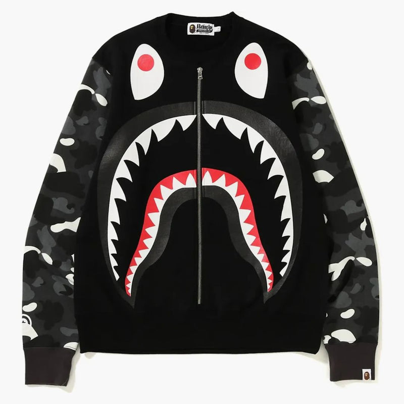 Bape Metal Zip Big Shark Wide Neweck Black