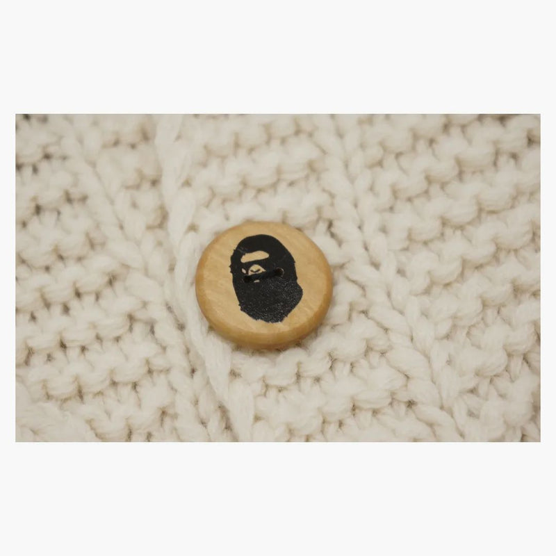 Bape Cable Knit Cowichan Wool Cardigan White