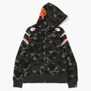 Bape Color Camo Double Shark Full Zip Hoodie Black