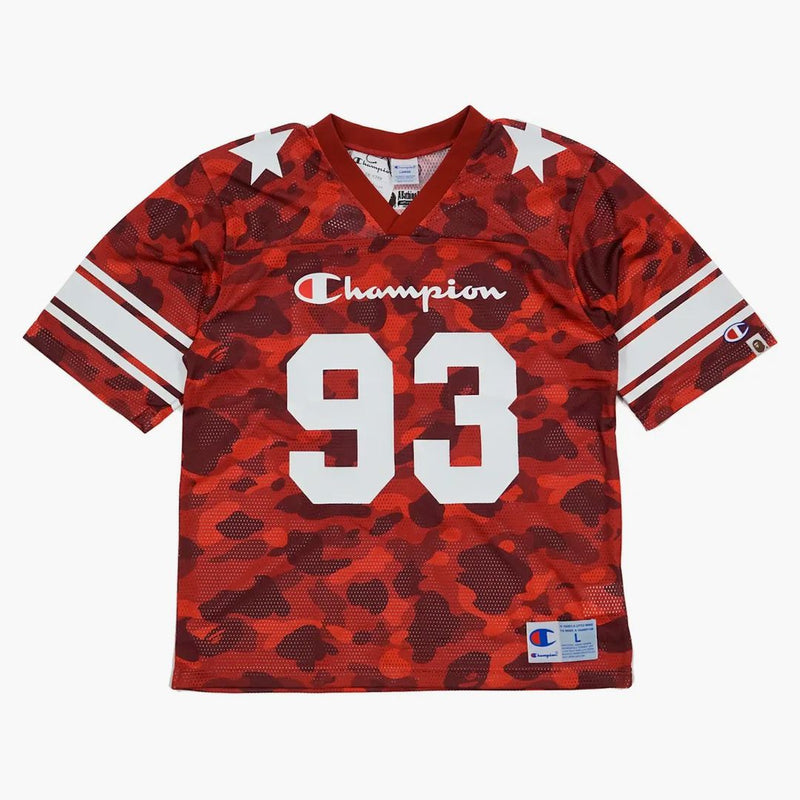 Bape Champion Color Camo Football Jersey Red