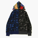 Bape Color Camo Separe Shark Full Zip Soodie Negro/Azul