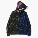 Bape Color Camo Separe Shark Full Zip Soodie Negro/Azul