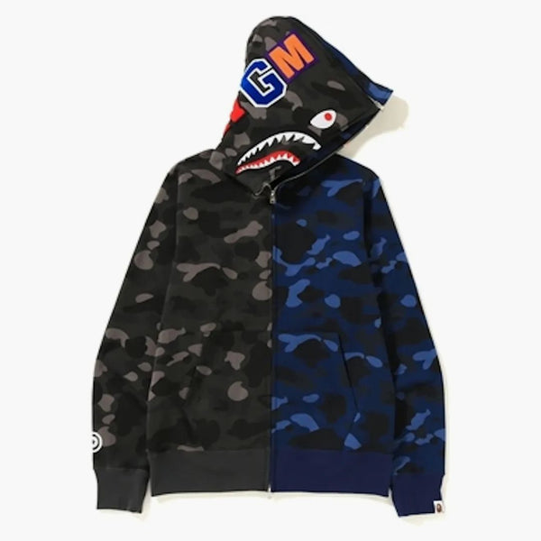 Bape Color Camo Separate Shark Full Zip Hoodie Black/blue