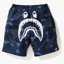Bape Color Camo Shark Beach Shorts Navy
