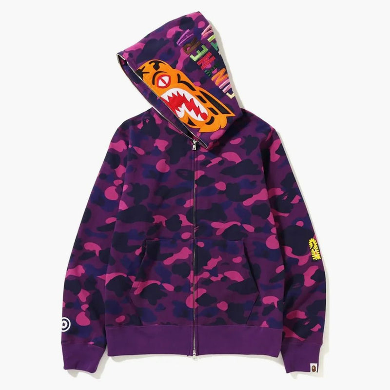 BAPE Color Camo Tiger Camete con cremallera completa (FW18) Purple