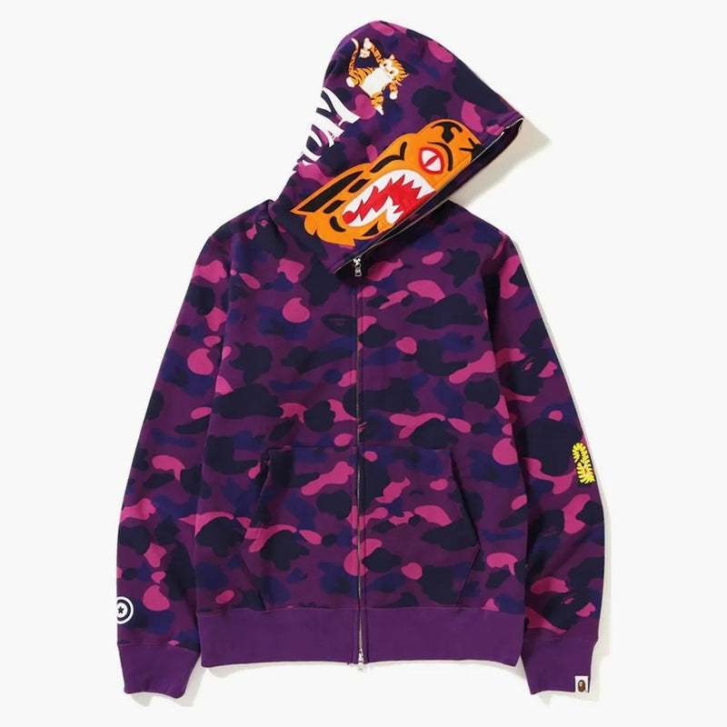 BAPE Color Camo Tiger Camete con cremallera completa (FW18) Purple