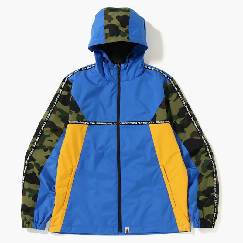 Bape Logo Tape Hoodie Jacket Blue