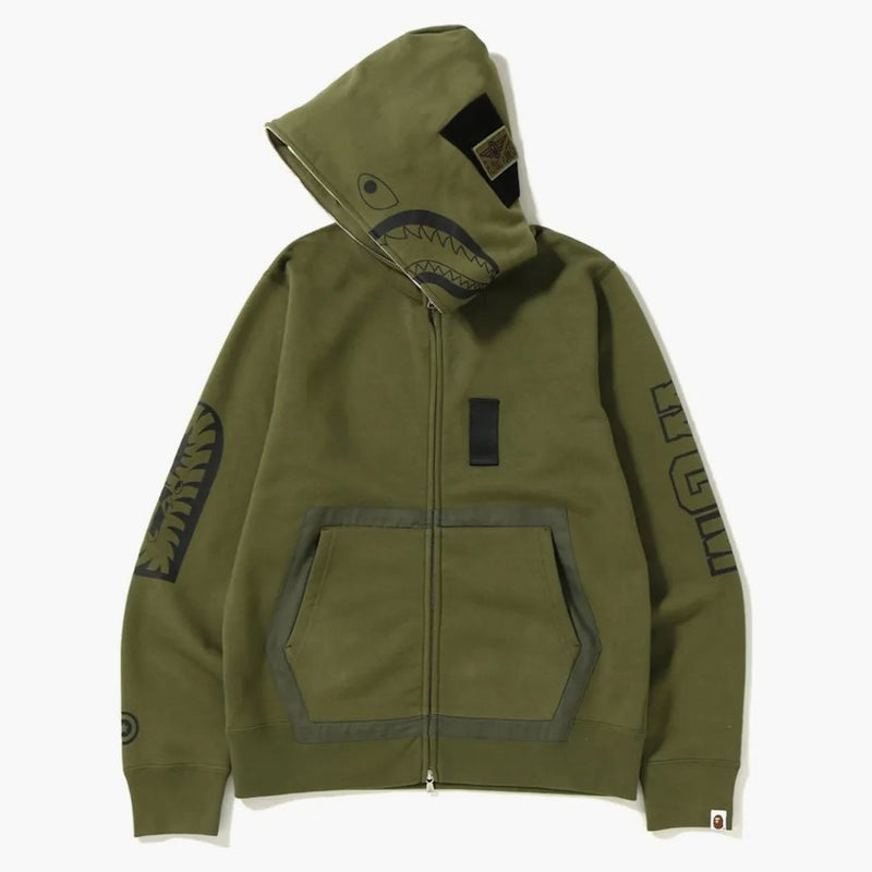 Bape Military Shark Full Zip Soodie Olive