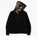 BAPE SHARK Wide Half Zip Publiver Hoodie Black