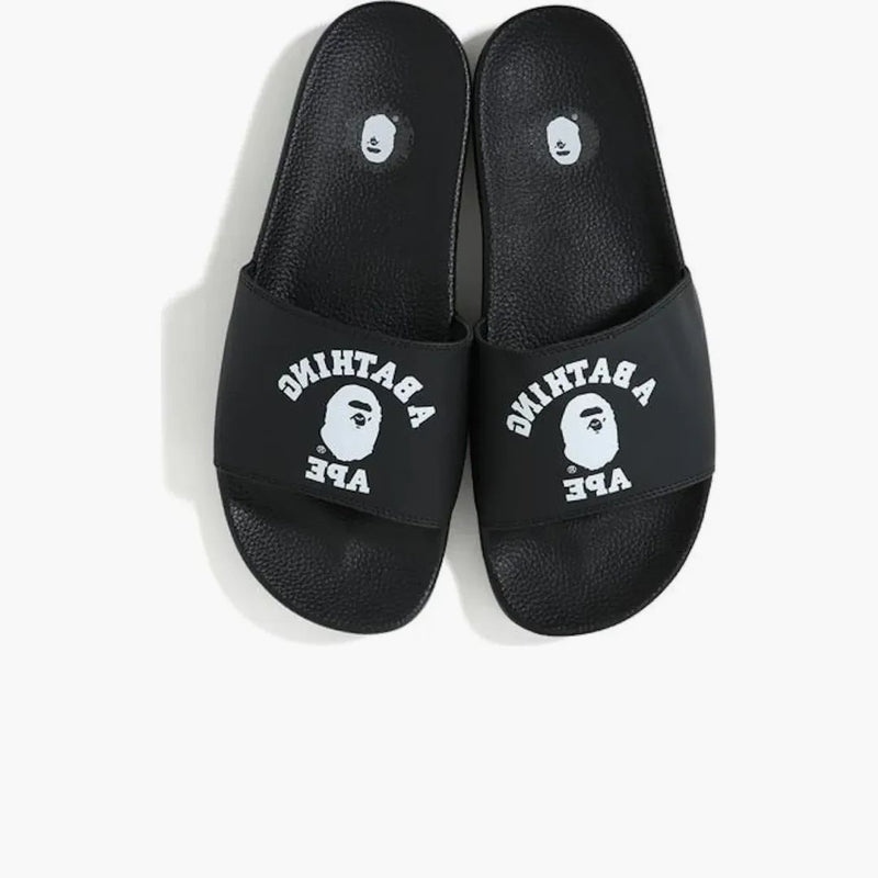 A Bathing Ape Bape Slide SS19 College Logo Black
