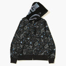 Bape Space Camo Shark Full Zip Hoodie Black