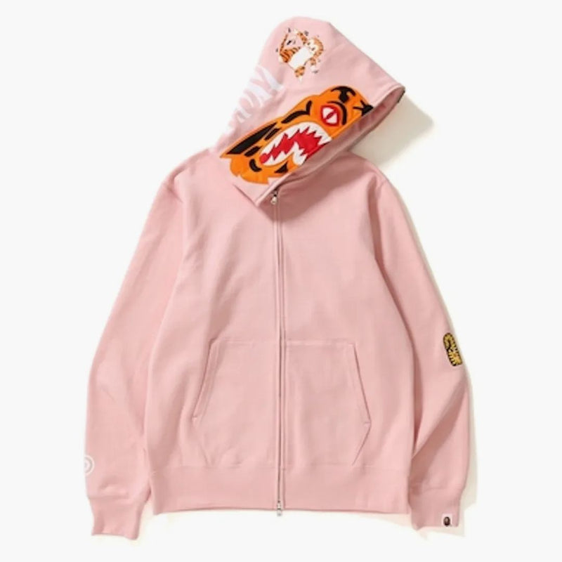 Bape Tiger Full Zip Color Bordery Holdie Pink