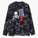 Bape Vs Mastermind Half Skull Half Shark Mmb Split Panel Camo Longsleeve Tee Green/black