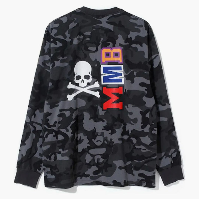 Bape VS Mastermind Half Skull Half Shark MmbB Split Panel Camo Longsleeve Tee Green/Black