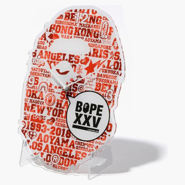 Bape xxv małpa zegar głowicy czerwony