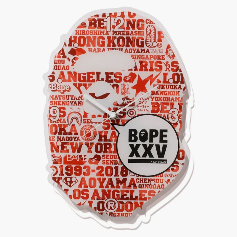 Bape xxv małpa zegar głowicy czerwony