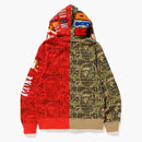 BAPE XXV CITies CAMO 2nd APE Tiger Half Full Zip Sampanie verde/rojo