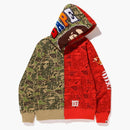BAPE XXV CITies CAMO 2nd APE Tiger Half Full Zip Sampanie verde/rojo
