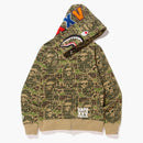 Bape XXV Cities Camo Shark Full Zip Hoodie Green