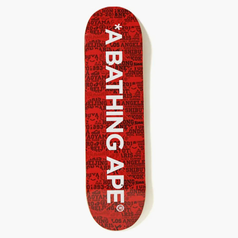 Bape XXV Cities Camo Skateboard Deck Red