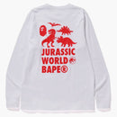 Bape X Jurassic World Warning Long Sleeve Tee White
