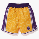 Bape X Mitchell & Ness Lakers ABC Basketball Authentic Shorts Yellow