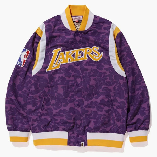Bape X Mitchell & Ness Lakers Warm Up Jacket Purple