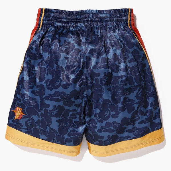 Bape X Mitchell & Ness Warriors ABC Basketball Authentic Shorts Navy