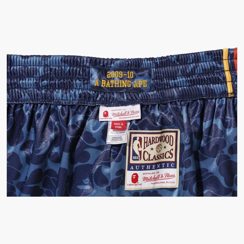 Bape X Mitchell & Ness Warriors ABC Basketball Authentic Shorts Navy