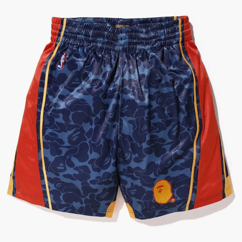 Bape X Mitchell & Ness Warriors ABC Basketball Authentic Shorts Navy