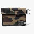 Bape x Porter 1 ° portafoglio camo verde