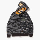 BAPE X Nepochtyšený tygří žralok polovina plné zip mikina černá