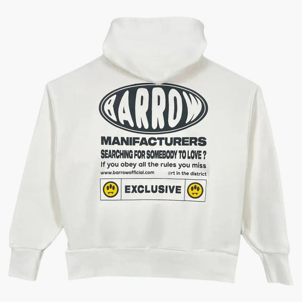 Barrow Logo Print Hoodie Cream