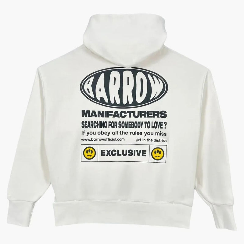 Barrow Logo Print Hoodie Cream