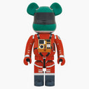 Bearbrick 2001: A Space Odyssey Space Suit Green Helmet & Orange Suit 1000%