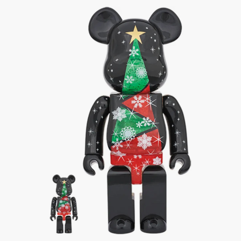 Bearbrick 2017 Xmas vitráže stromu Ver. 2 100% a 400% sada černá