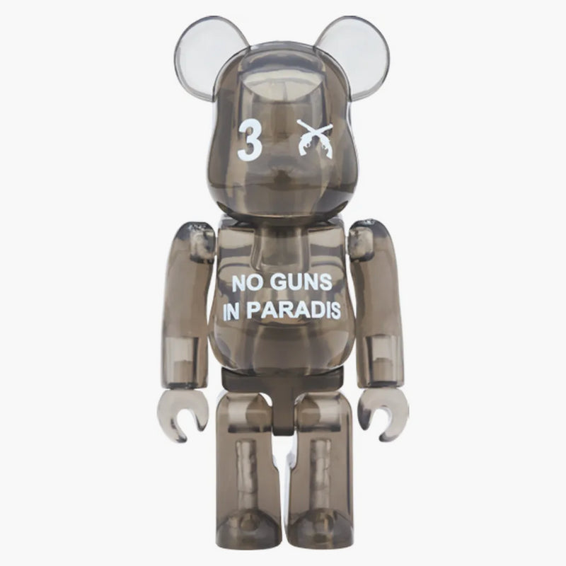 Bearbrick 3. Paradis x Roarguns 100% & 400% Set Clear Black