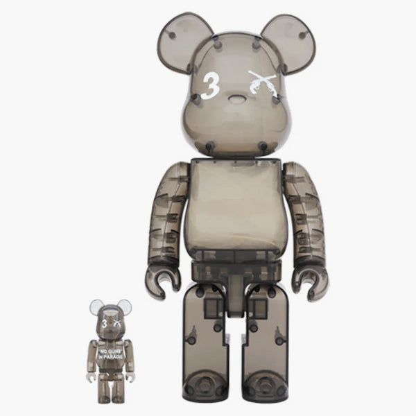 Bearbrick 3. Paradis x Roarguns 100% & 400% Set Clear Black