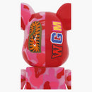 Bearbrick X Bape Abc Camo Shark 1000% Clear Red