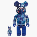 Bearbrick x Bape ABC Camo Shark 100% e 400% Impostato Blu chiaro
