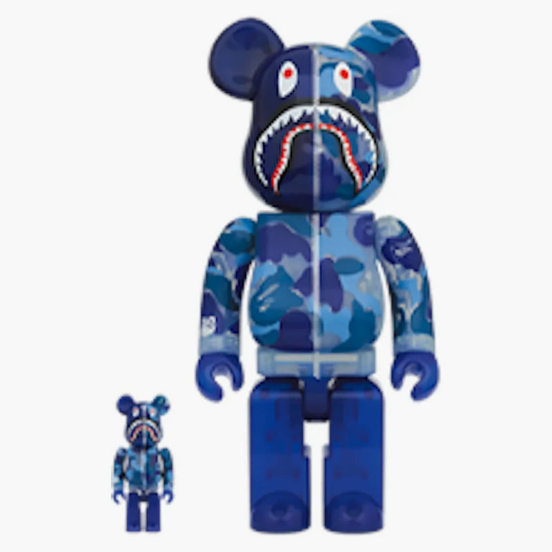 Bearbrick X Bape ABC Camo Shark 100% & 400% Set Blue