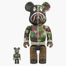 Bearbrick x Bape ABC Camo Shark 100% e 400% Impostato chiaro verde