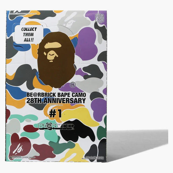Bearbrick X BAPE 28. výročí Camo #1 Uzavřené pouzdro 100% (24 slepých boxů)