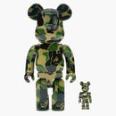 Bearbrick a koupací lidoop ABC camo 100% & 400% sada zelená