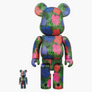 Bearbrick Andy Warhol "Flowers" 100% & 400% Set