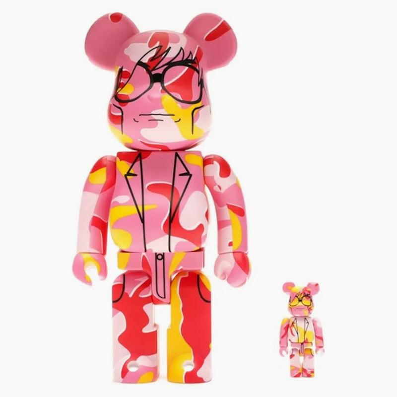 Bearbrick Andy Warhol Camo Ver. 100% a 400% sada růžová