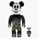 Bearbrick Bape Mickey Mouse 100% y 400% Set Black/Green Camo