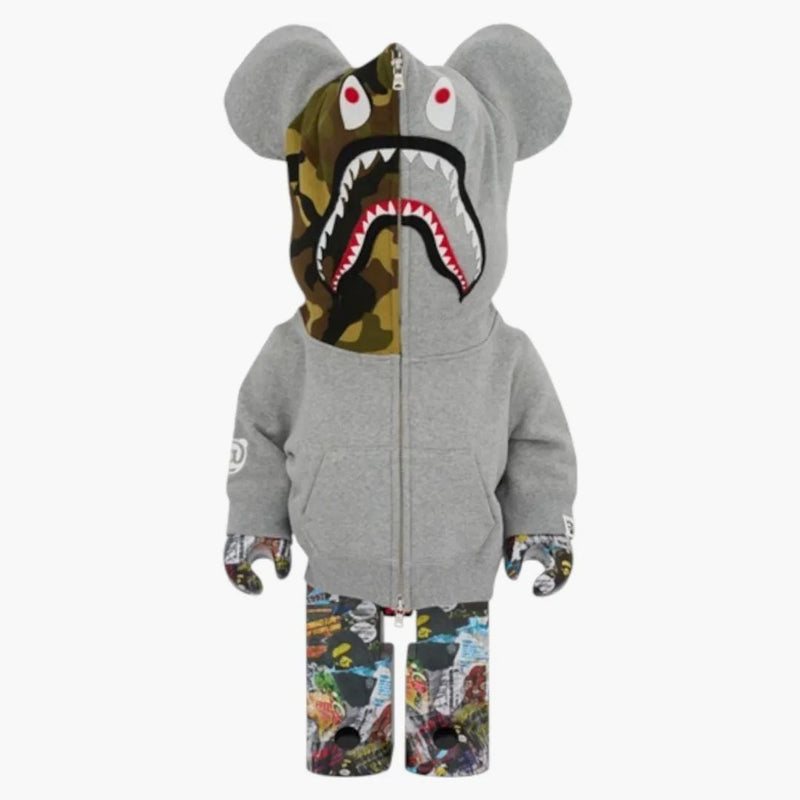 Bearbrick Bape (R) Legacy Camo Shark 1000% szary