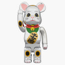 Bearbrick Beckoning Cat Chrome Plated Gauze 400% Chrome