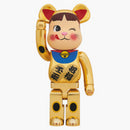 Bearbrick Beckoning Cat Peko-Chan 1000% Gold Plated